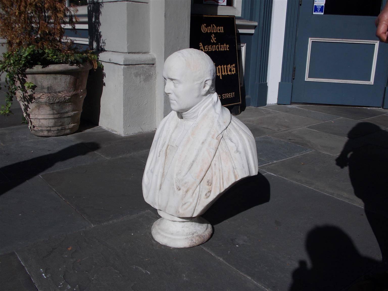 Anglais Buste en marbre anglais d'un parlementaire sur socle, A.I.C. John Graham Lough C. 1855 en vente