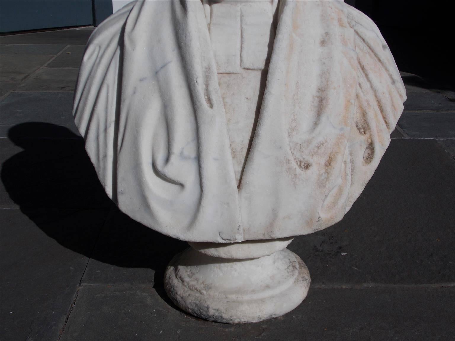 Hand-Carved English Marble Bust of Parliament Gentleman on Plinth, John Graham Lough C. 1855 For Sale