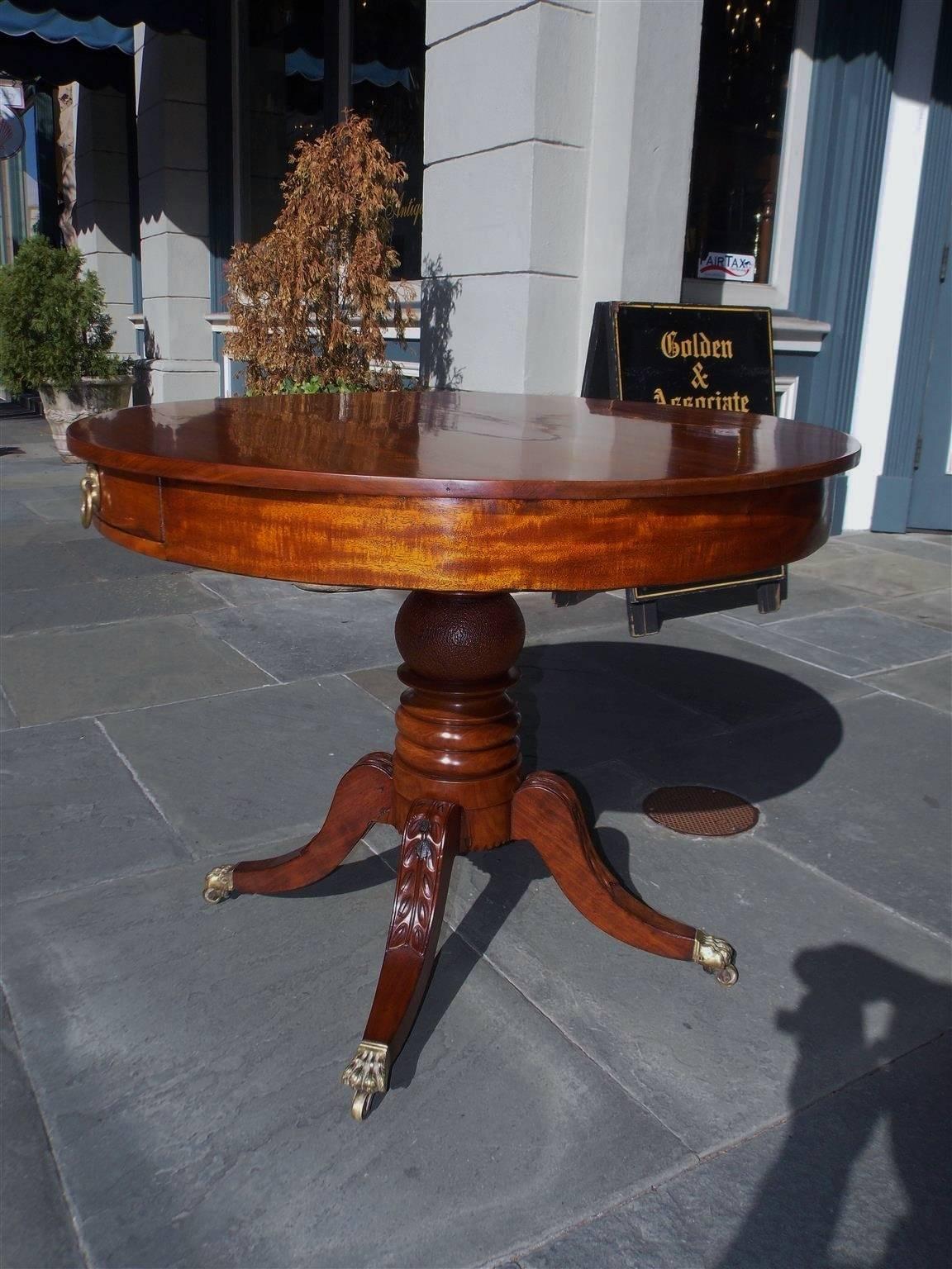 American Federal Mahogany Pedestal Drum Table, Boston, Circa 1830 3