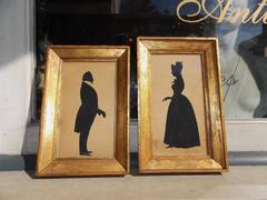 Pair of English Silhouettes in Gilt Frames by T. Littell, Circa 1834
