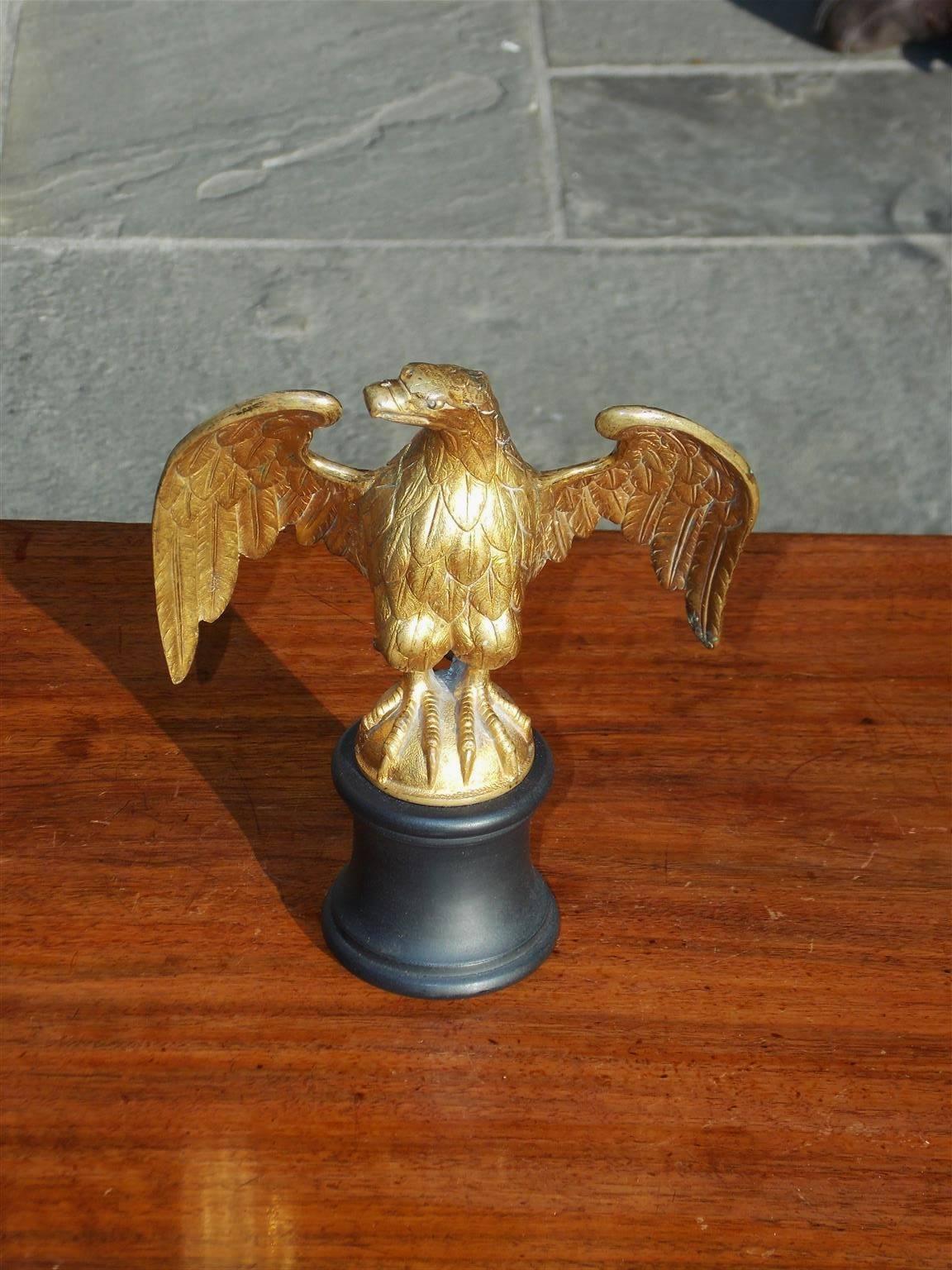 American Empire American Gilt Bronze Eagle Mounted on Circular Plinth, Circa 1820