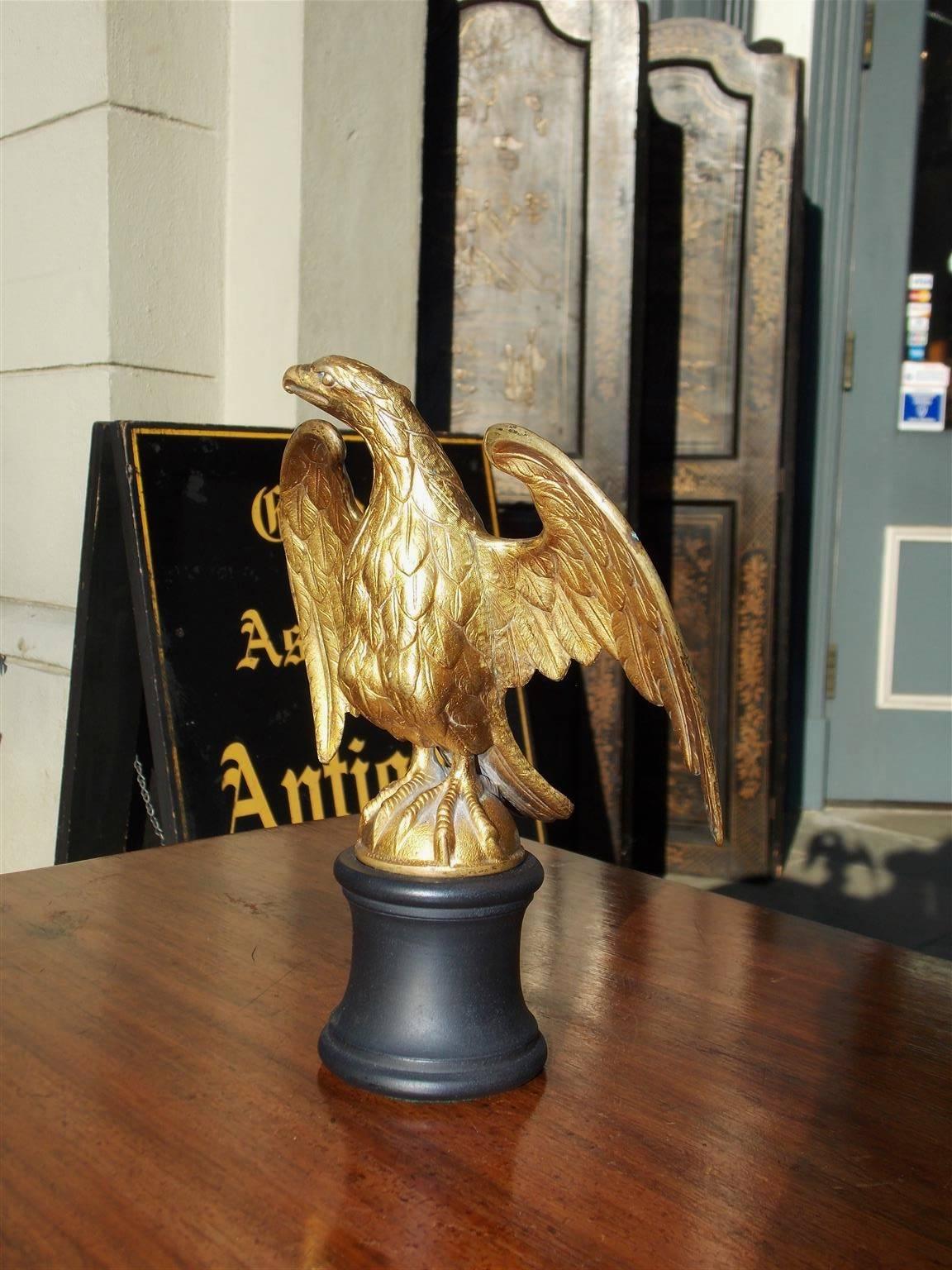 American Gilt Bronze Eagle Mounted on Circular Plinth, Circa 1820 In Excellent Condition In Hollywood, SC