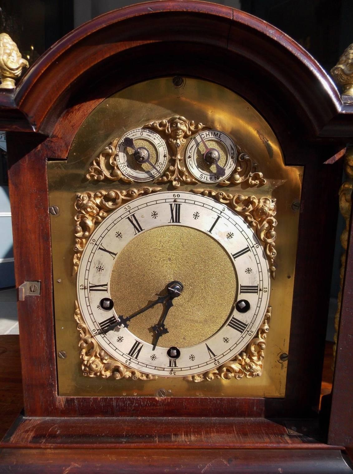 Victorian German Mahogany and Ormolu Figural Bracket Clock. W. & H. Sch., Circa 1890 For Sale