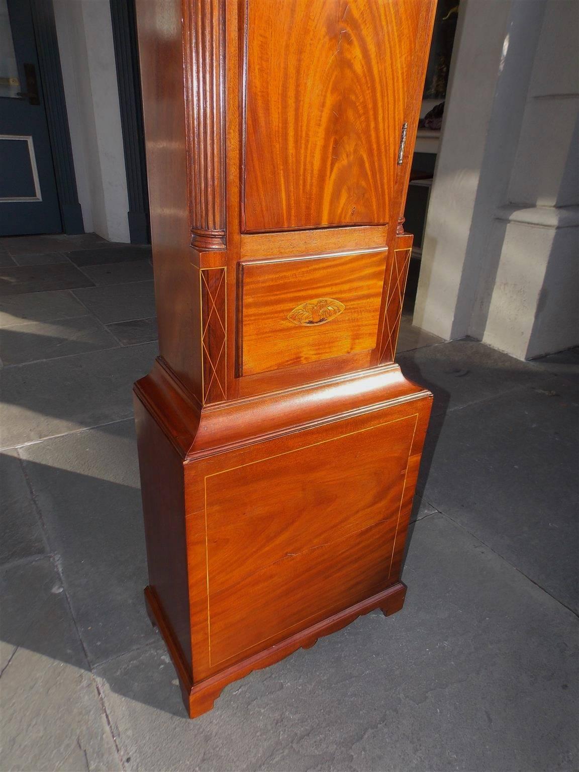 English Mahogany and Satinwood Inlaid Tall Case Clock, Thomas Gate, Circa 1770 2