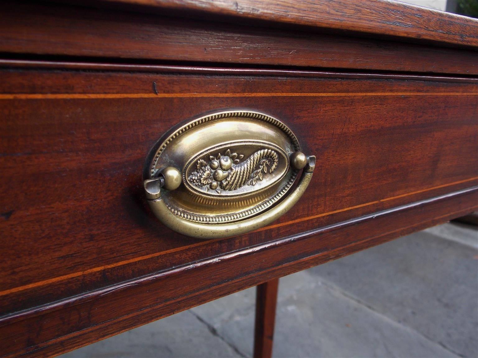 Late 18th Century American Charleston Mahogany Inlaid Bell Flower Side Table, Circa 1790