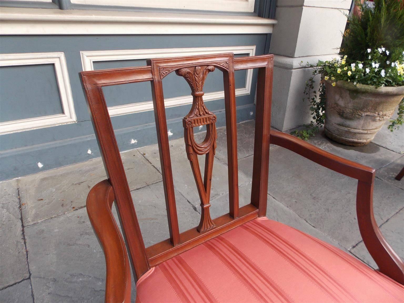 American Charleston Mahogany Upholstered Arm & Side Chair, Circa 1790 2