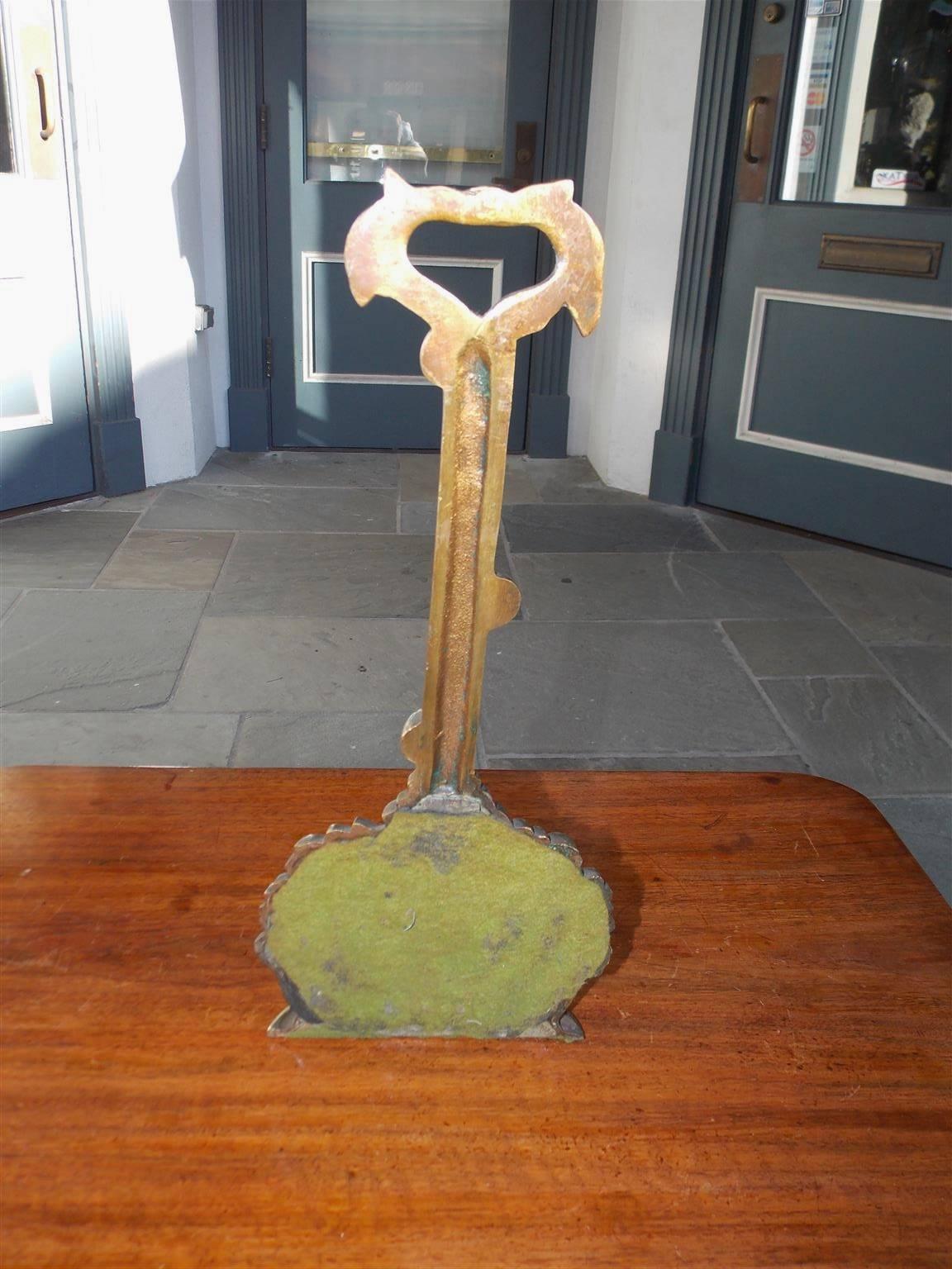 English Cast Brass Doorstop Depicting A Berry & Foliage Basket , Circa 1820 In Excellent Condition In Hollywood, SC