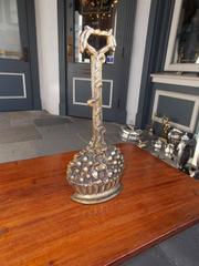 English Cast Brass Doorstop Depicting A Berry & Foliage Basket , Circa 1820