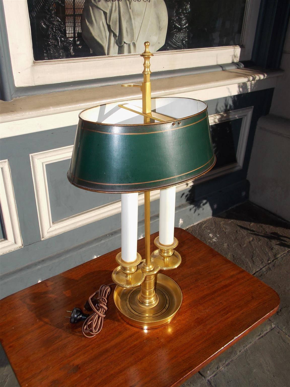 Cast French Brass & Tole Bouillotte Lamp, Circa 1820