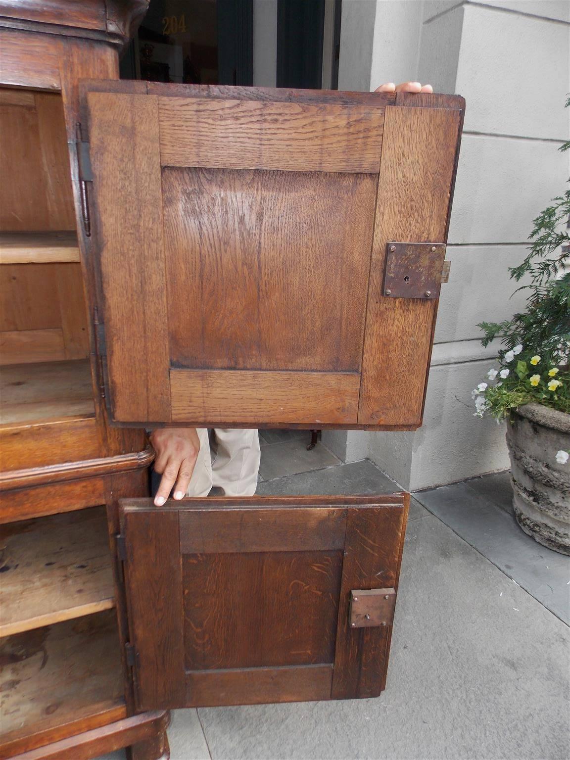 Early 19th Century English Oak Military Campaign Two-Piece Cabinet, Circa 1800