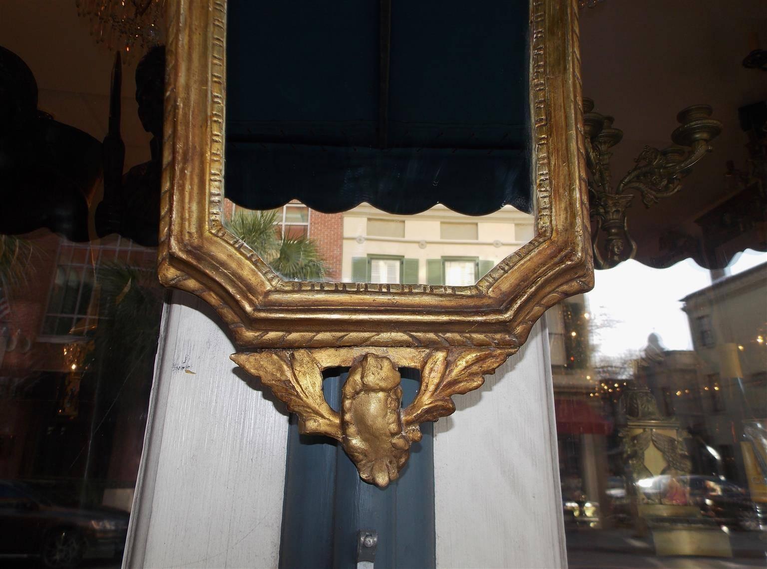 Early 19th Century Pair of Italian Gilt Carved Wood Foliage Wall Mirrors, Circa 1810 For Sale