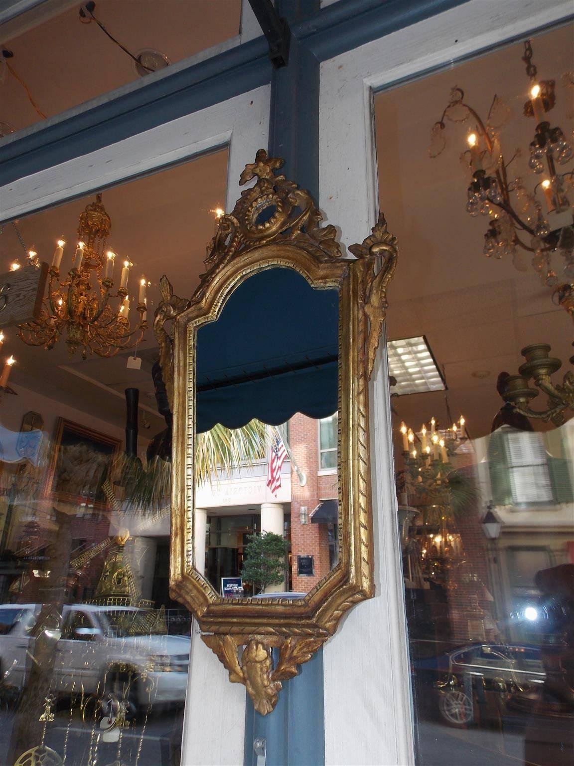 Neoclassical Pair of Italian Gilt Carved Wood Foliage Wall Mirrors, Circa 1810 For Sale