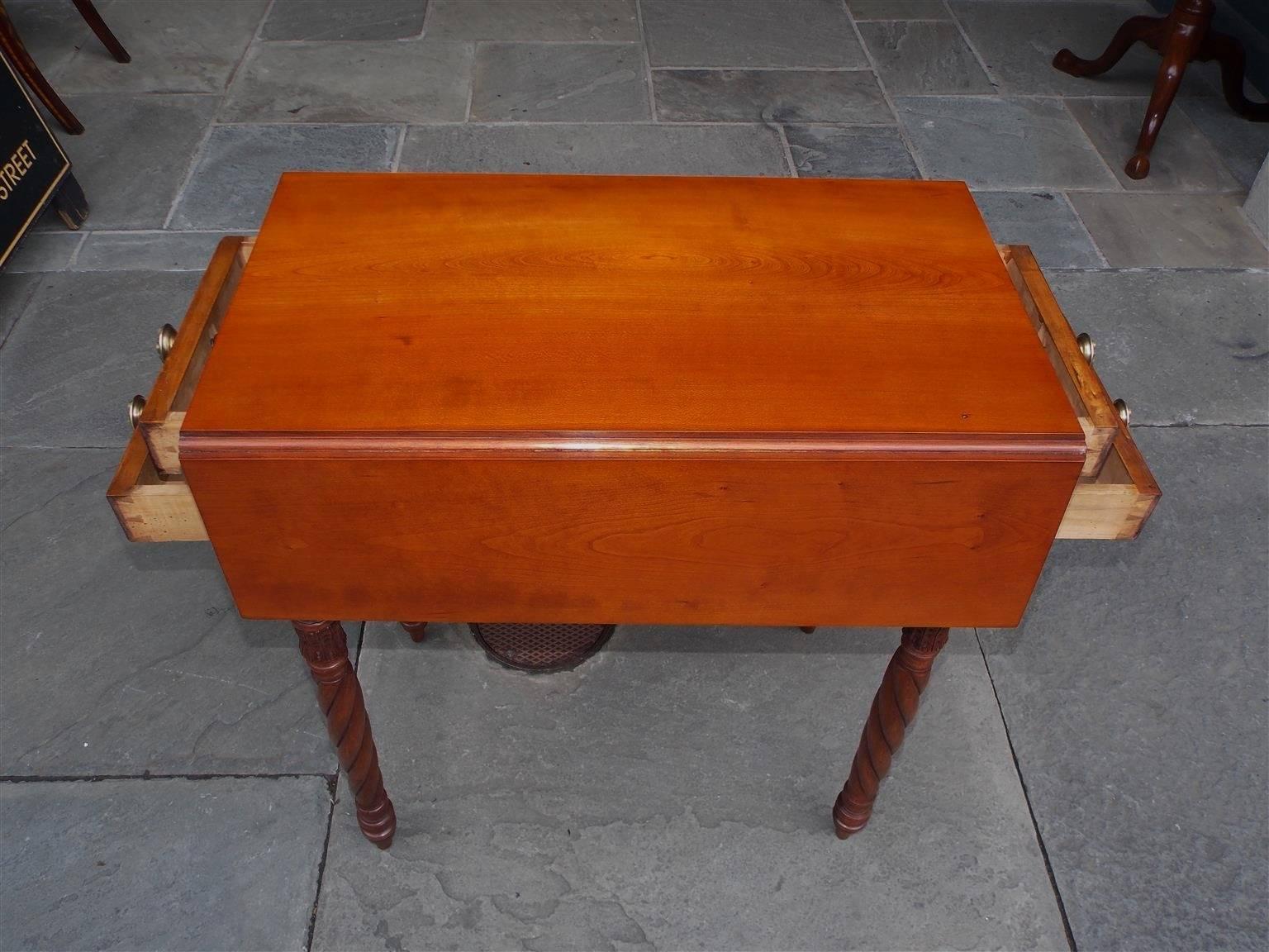 American Federal Cherry Drop-Leaf Four-Drawer Side Table, N.C, Circa 1815 4