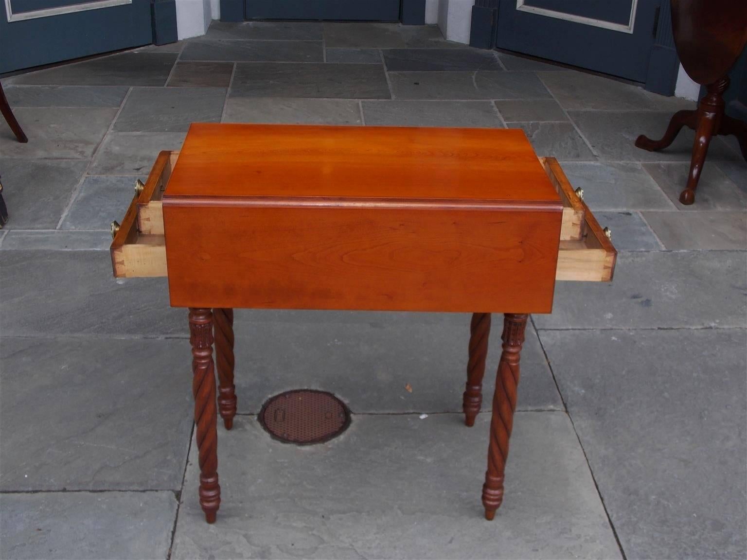 American Federal Cherry Drop-Leaf Four-Drawer Side Table, N.C, Circa 1815 3