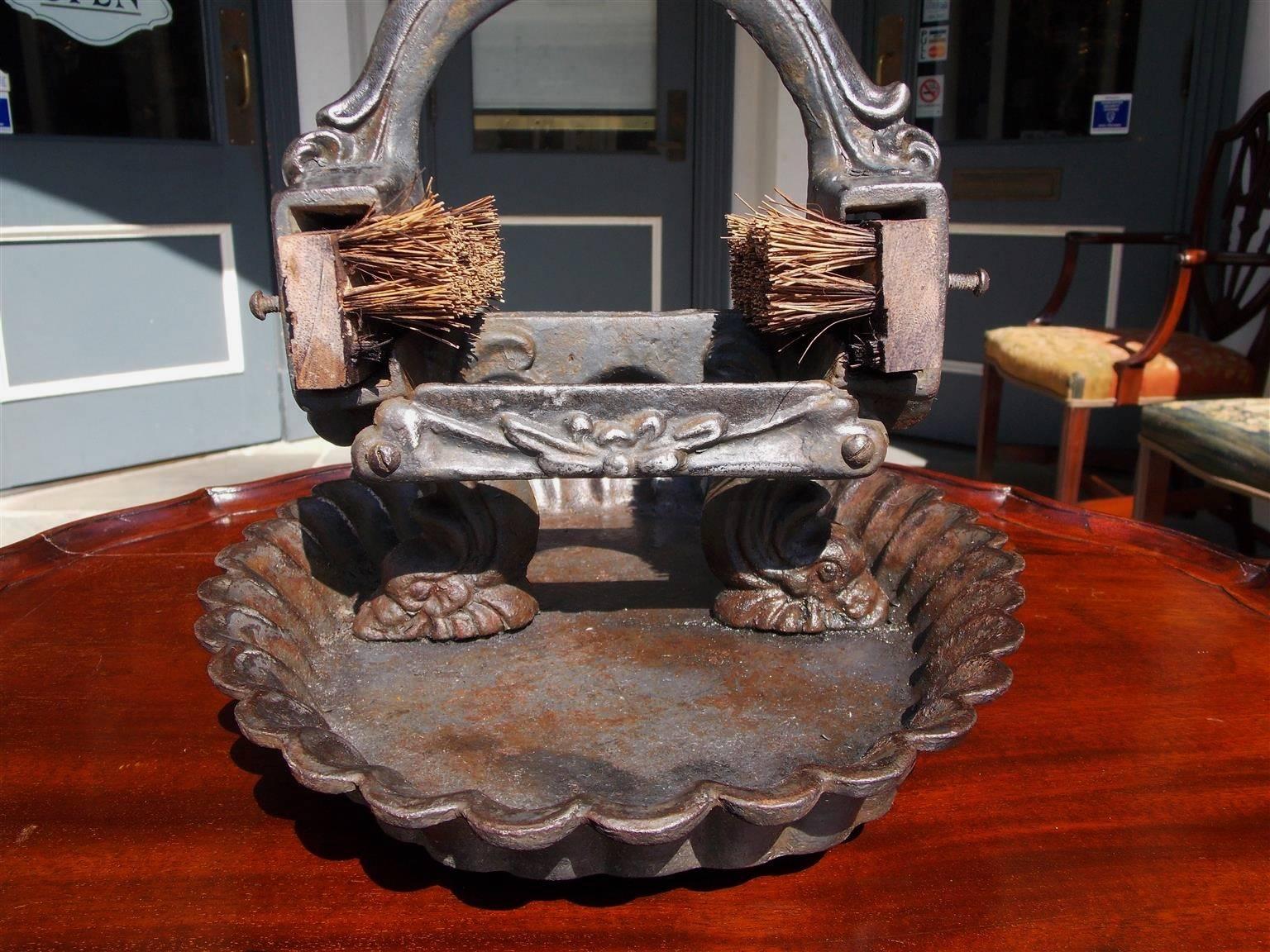 Mid-19th Century American Figural Cast Iron Shoe Shiner Boot Scraper, Circa 1830
