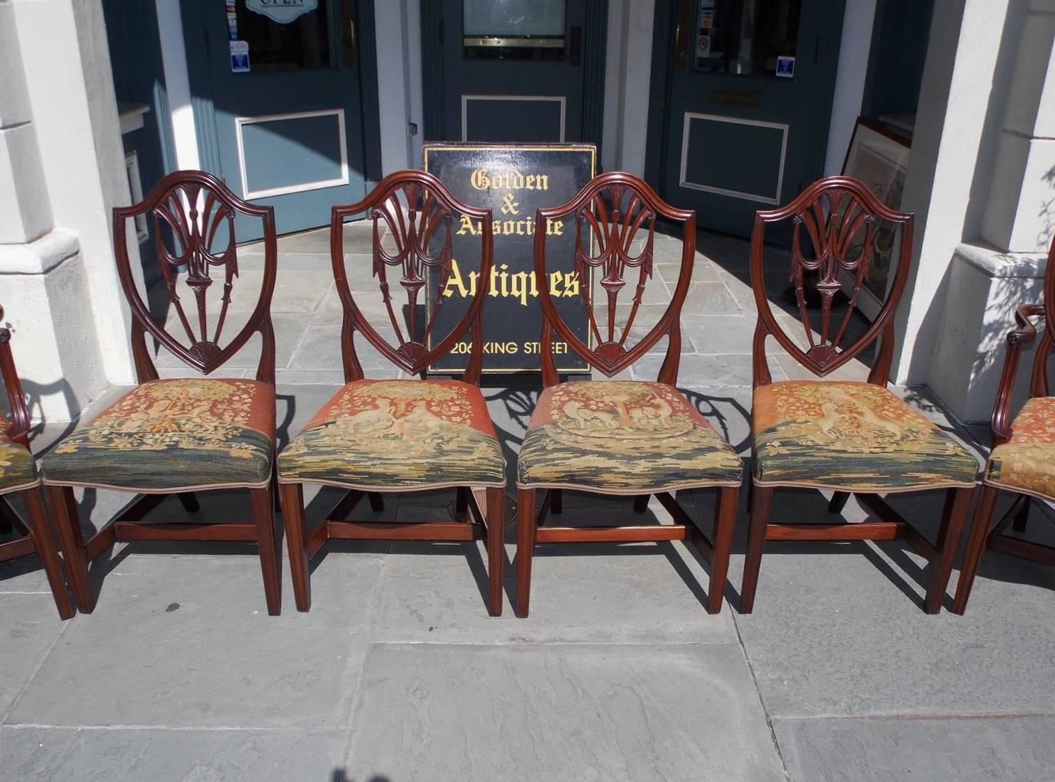 Federal Set of Six American Mahogany Shield Back Dining Room Chairs, N.Y, Circa 1820