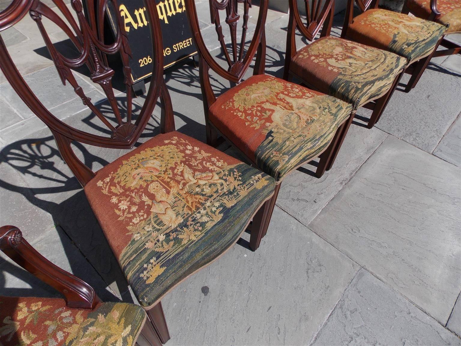 Set of Six American Mahogany Shield Back Dining Room Chairs, N.Y, Circa 1820 1
