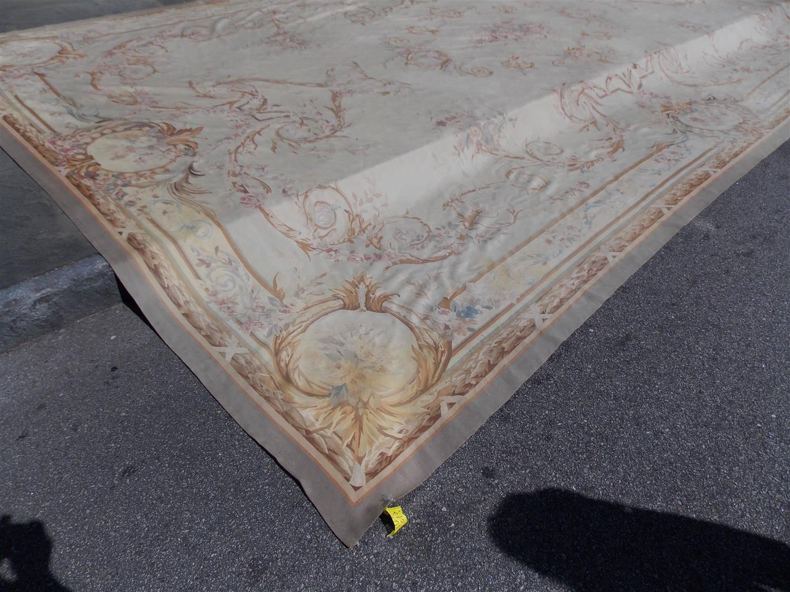 Chinese Aubusson Handwoven Decorative Floral Rug, Circa 1900 In Fair Condition In Hollywood, SC