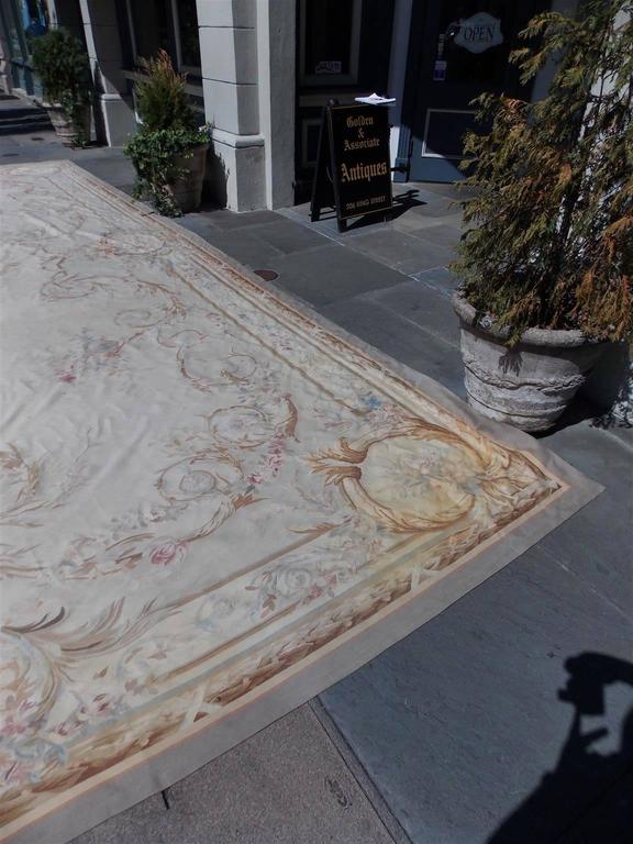 Chinese Aubusson Handwoven Decorative Floral Rug, Circa 1900 For Sale 3