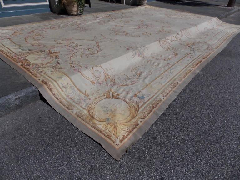 Hand-Woven Chinese Aubusson Handwoven Decorative Floral Rug, Circa 1900 For Sale