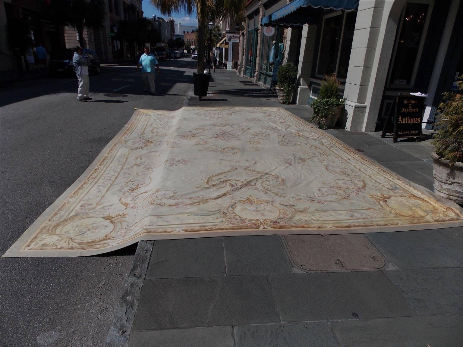 Early 20th Century Chinese Aubusson Handwoven Decorative Floral Rug, Circa 1900