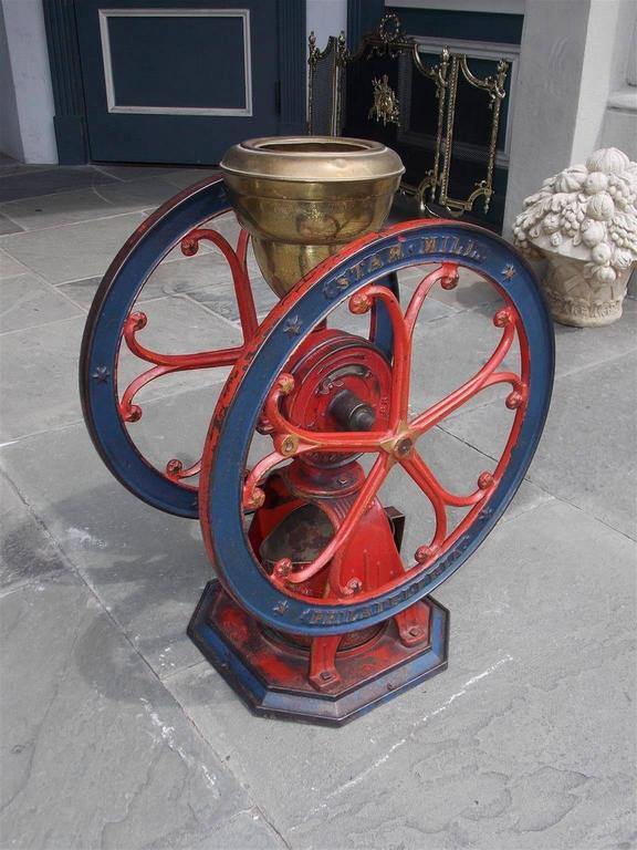 American Cast Iron Painted Coffee Grinder, Star Mill, Philadelphia, Circa  1885