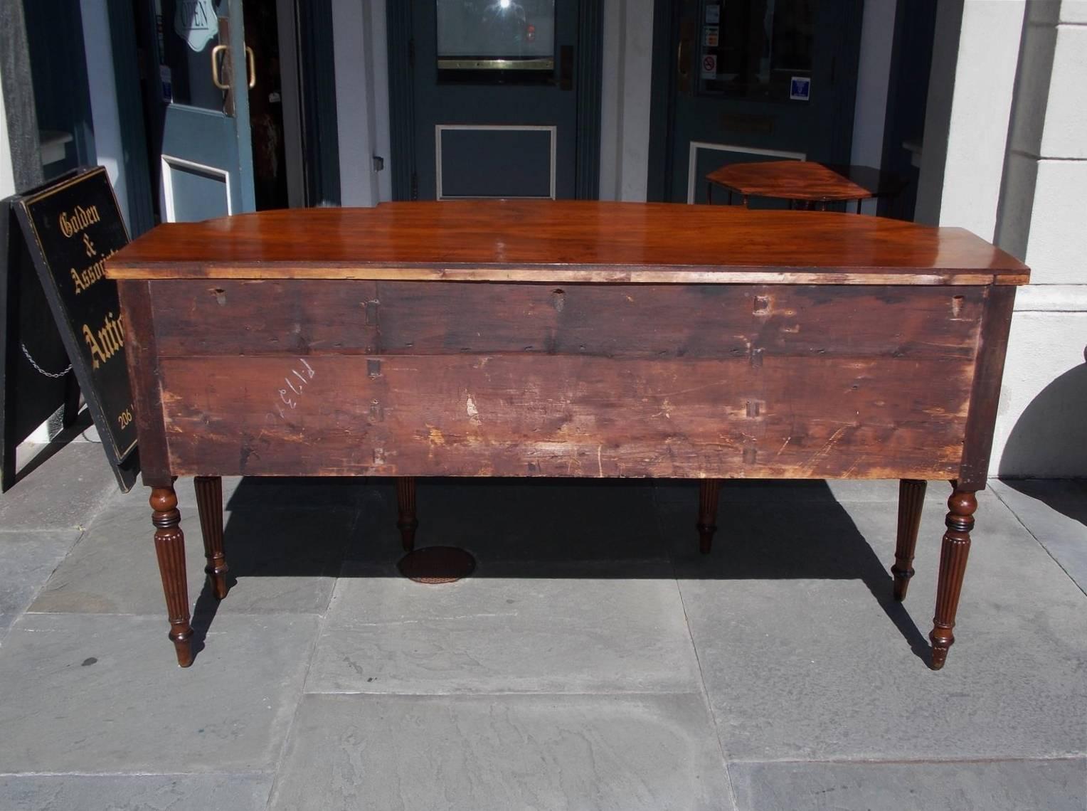 English Regency Mahogany Bow Front Ebony Inlaid Sideboard, Circa 1800 For Sale 4