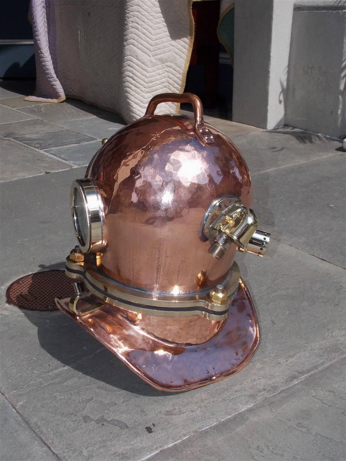 Baltic Russian Maritime Copper and Brass Deep Sea Divers Helmet, Circa 1992