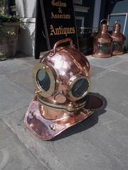 Russian Maritime Copper and Brass Deep Sea Divers Helmet, Circa 1992