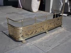English Brass Chased Rope and Dragon Motif Fireplace Fender, Circa 1770