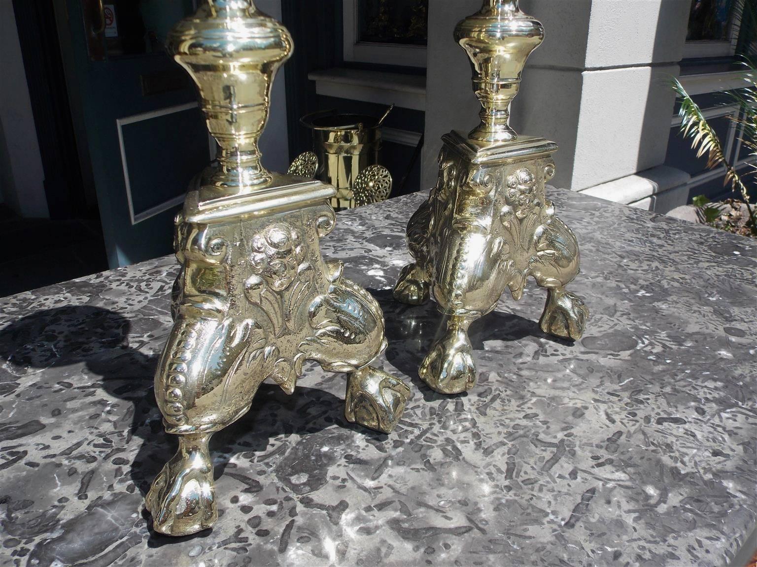 Pair of Italian Brass Figural and Decorative Foliage Prickets, Circa 1760 In Excellent Condition For Sale In Hollywood, SC