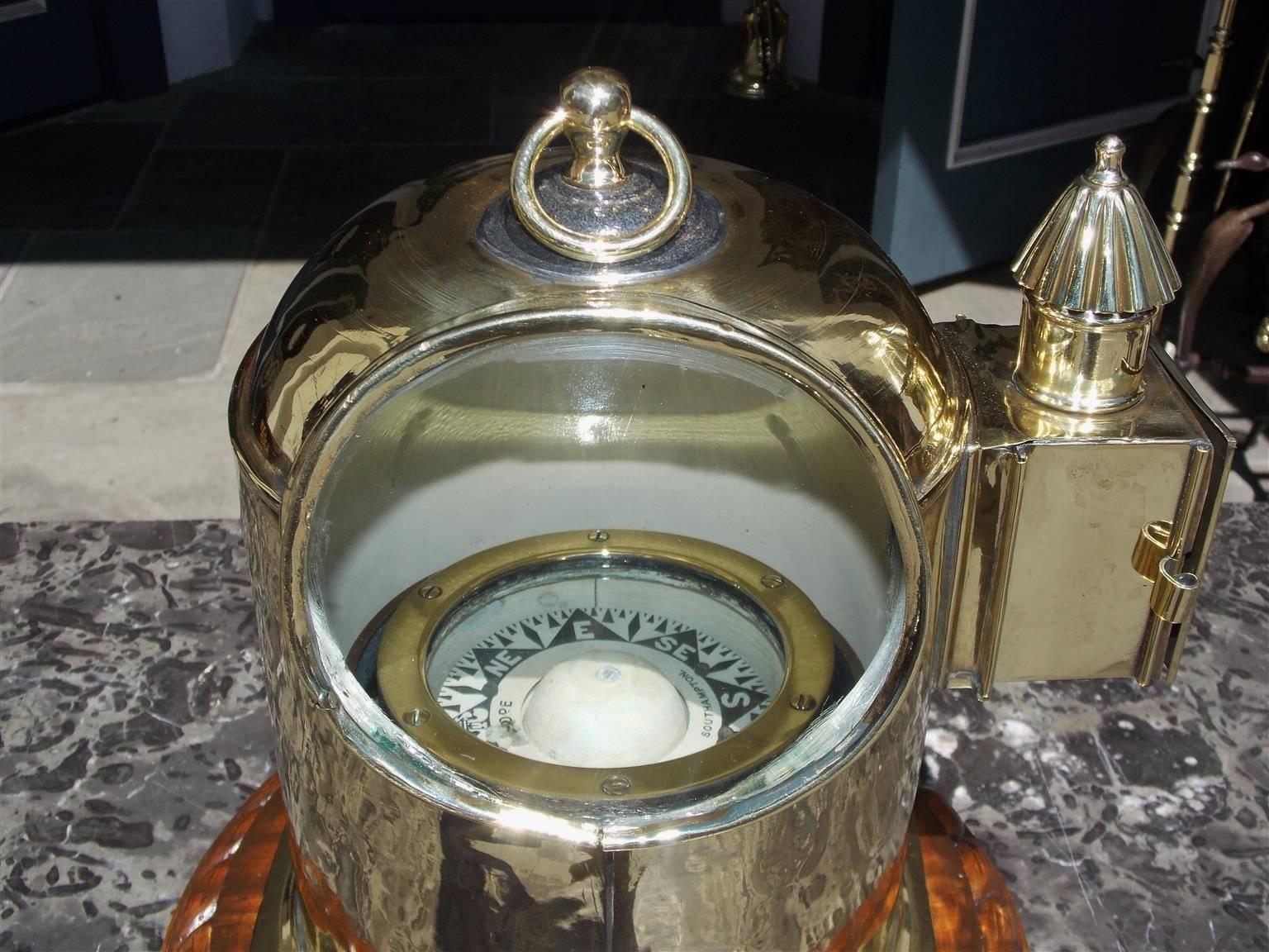 English Brass and Mahogany Yacht Binnacle Southampton, Circa 1870 In Excellent Condition For Sale In Hollywood, SC