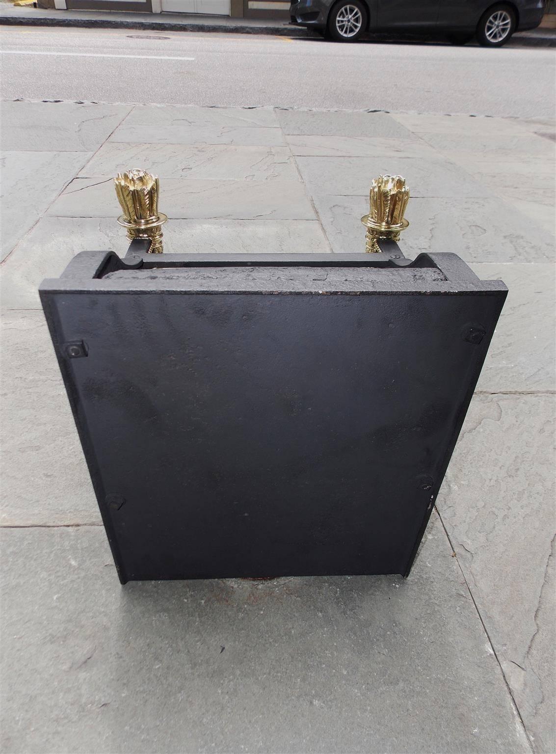 Early 19th Century French Cast Iron and Brass Decorative Flame Torchiere Coal Grate, Circa 1820
