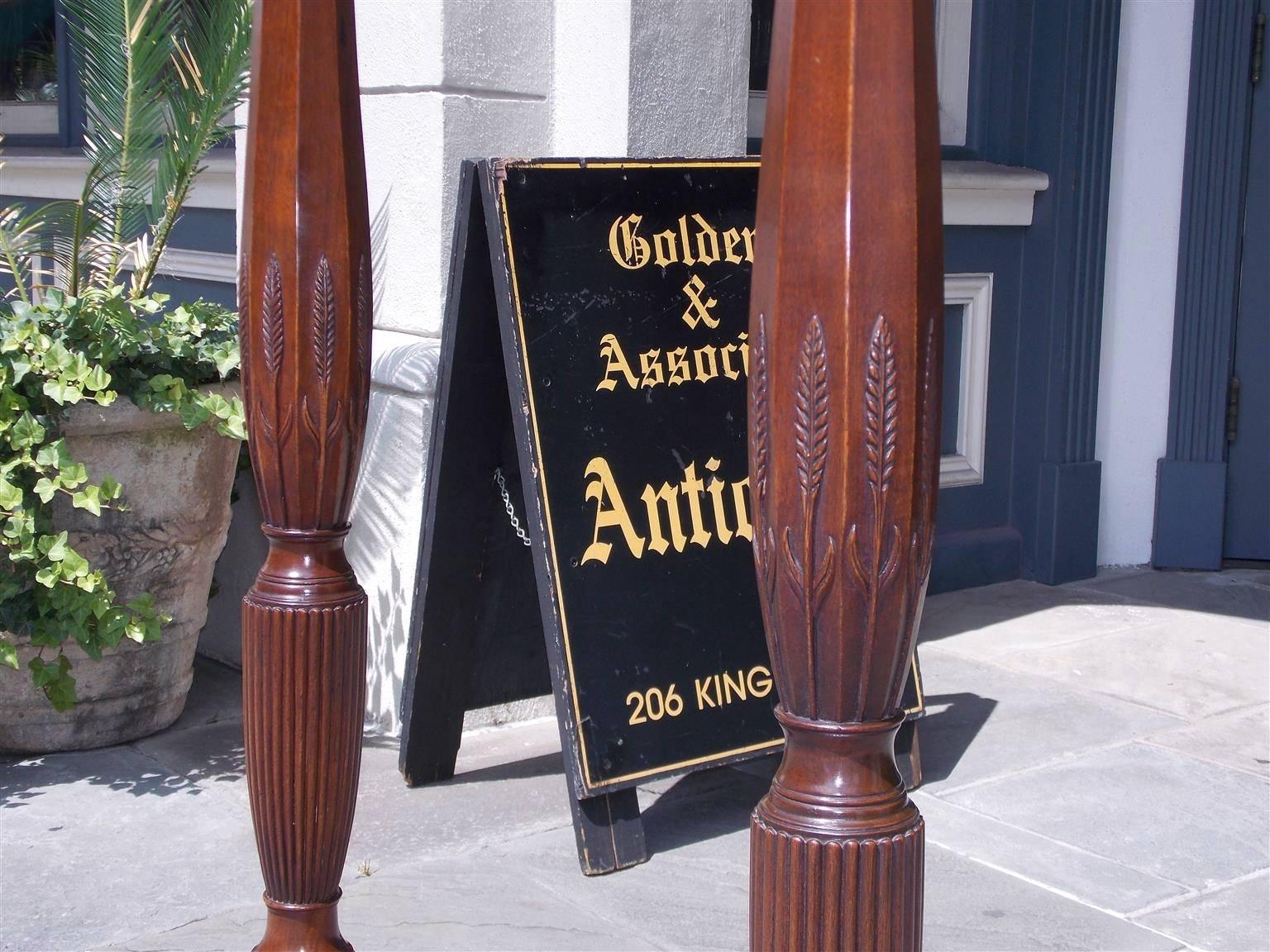 Iron Pair of English Chippendale Mahogany Carved Wheat Torchiers, Circa 1770