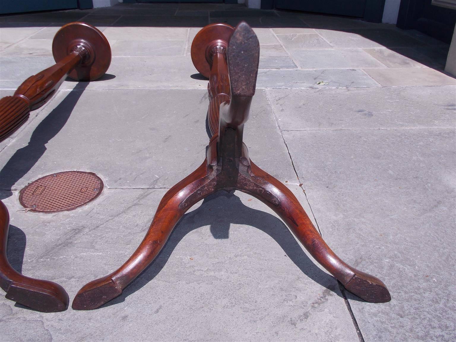 Pair of English Chippendale Mahogany Carved Wheat Torchiers, Circa 1770 4