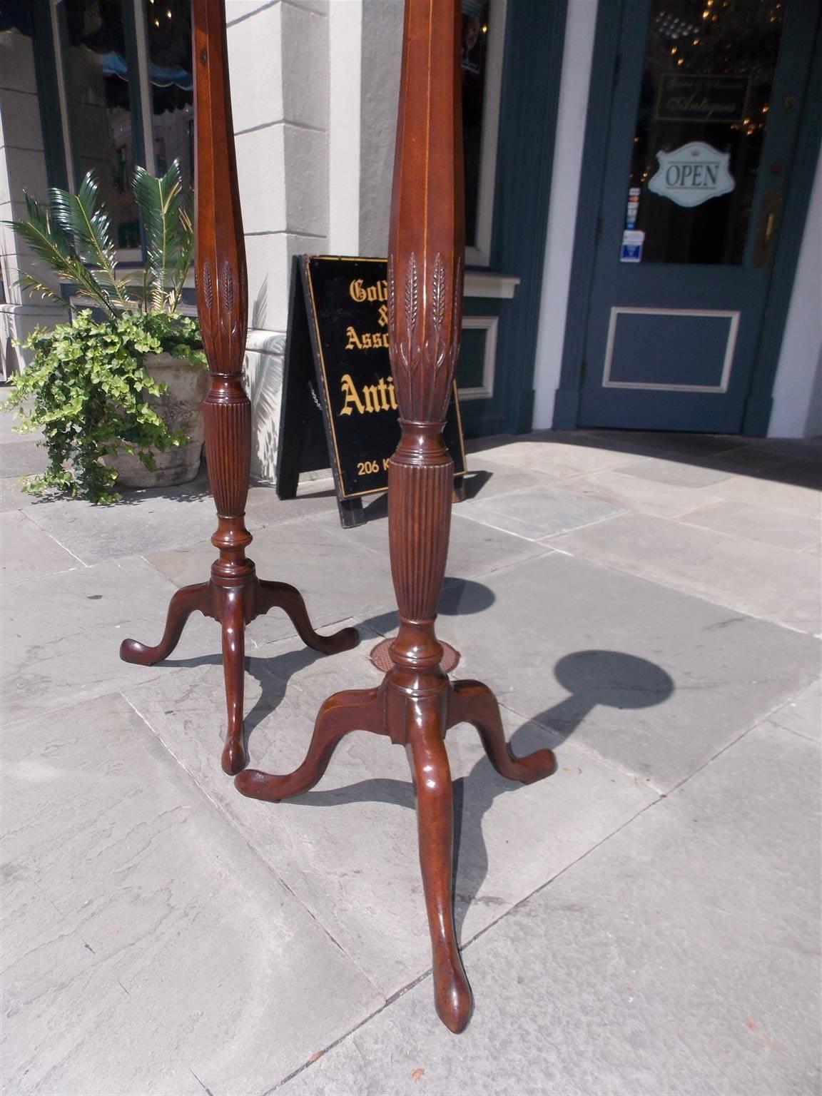 Late 18th Century Pair of English Chippendale Mahogany Carved Wheat Torchiers, Circa 1770