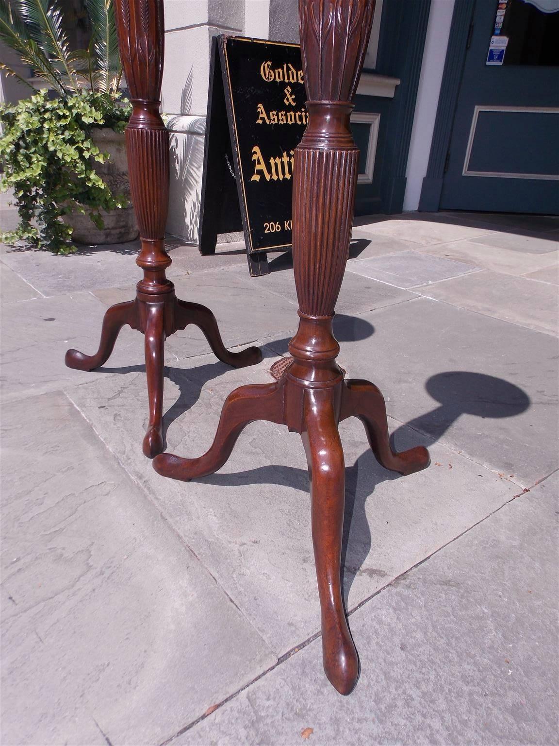 Pair of English Chippendale Mahogany Carved Wheat Torchiers, Circa 1770 1