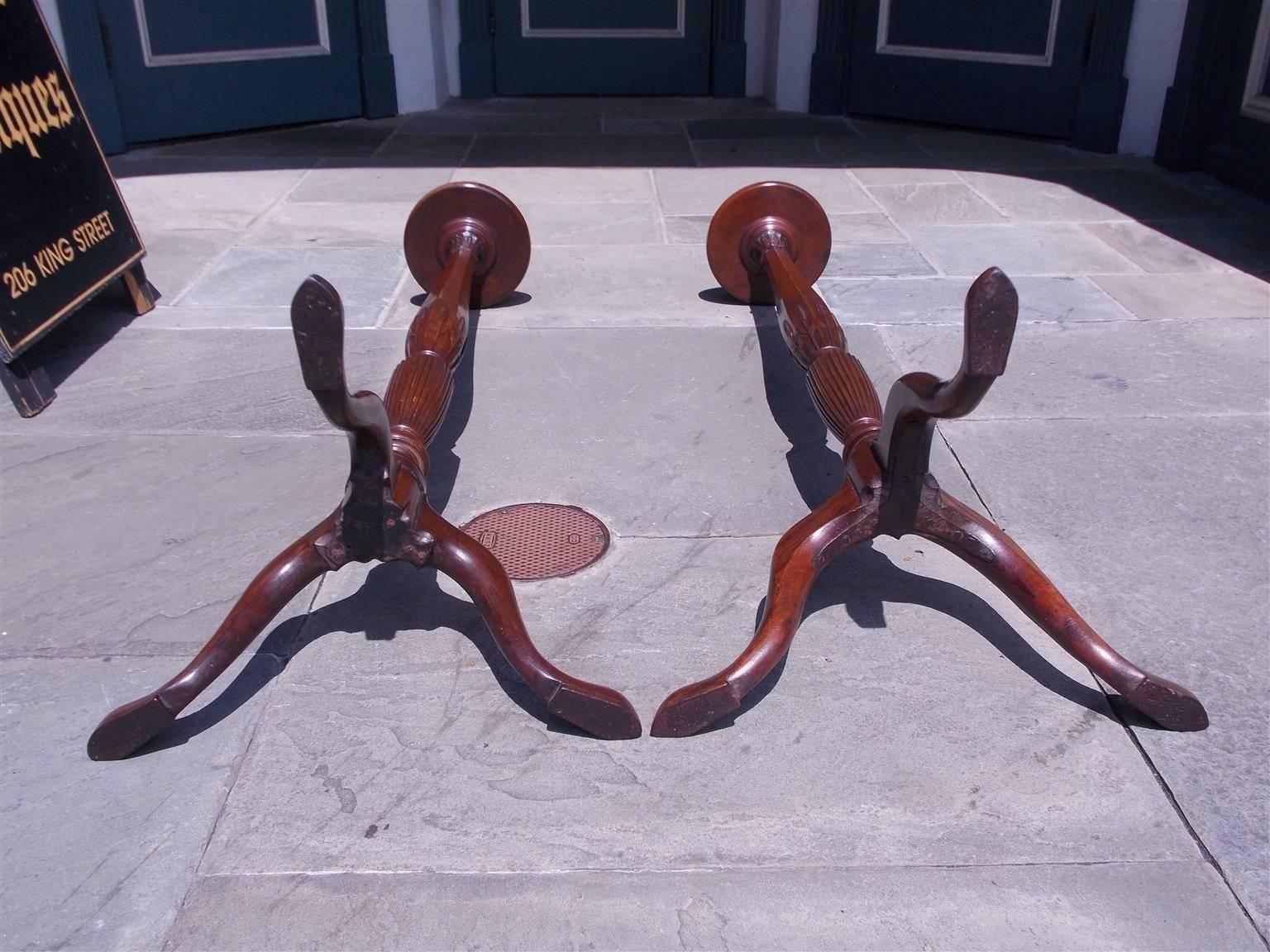 Pair of English Chippendale Mahogany Carved Wheat Torchiers, Circa 1770 2