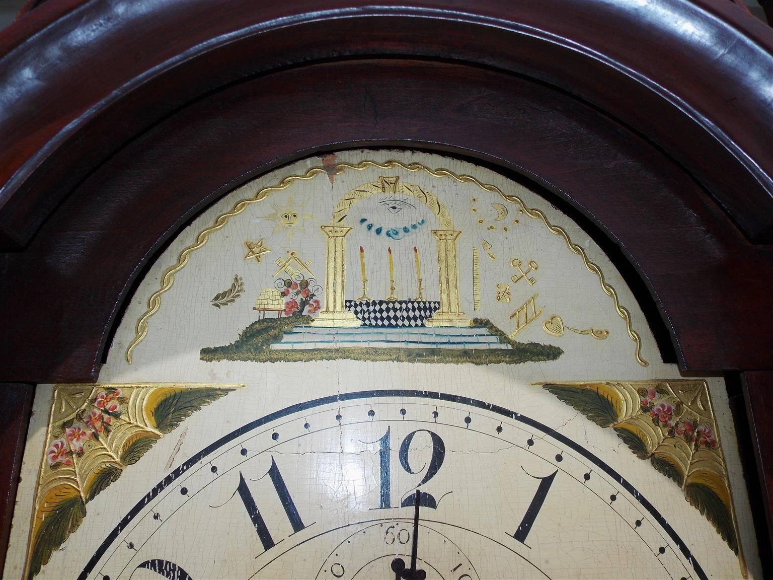 American Federal Mahogany Tall Case Clock, Silas Hoadley, CT, Circa 1820 In Excellent Condition For Sale In Hollywood, SC