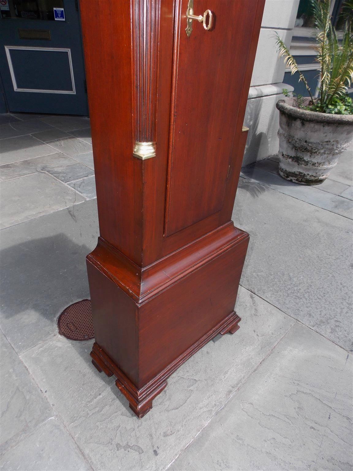 American Federal Mahogany Tall Case Clock, Silas Hoadley, CT, Circa 1820 For Sale 1