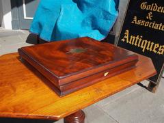 English Regency Mahogany Brass Inlaid and Lined Jewelry Box, Circa 1815