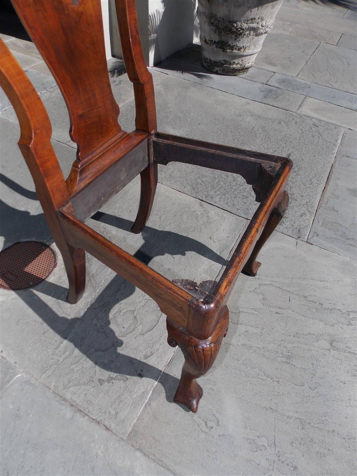 Muslin American Walnut Upholstered Desk Chair, Philadelphia, Circa 1730 For Sale