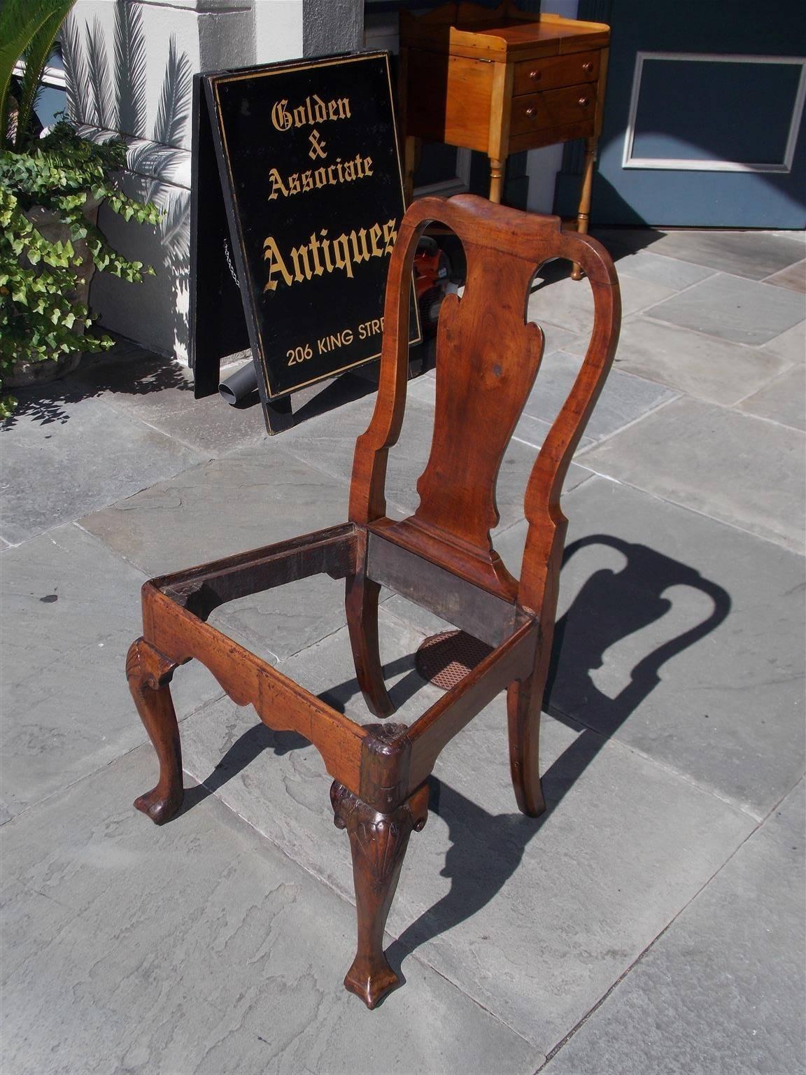 Mid-18th Century American Walnut Upholstered Desk Chair, Philadelphia, Circa 1730 For Sale