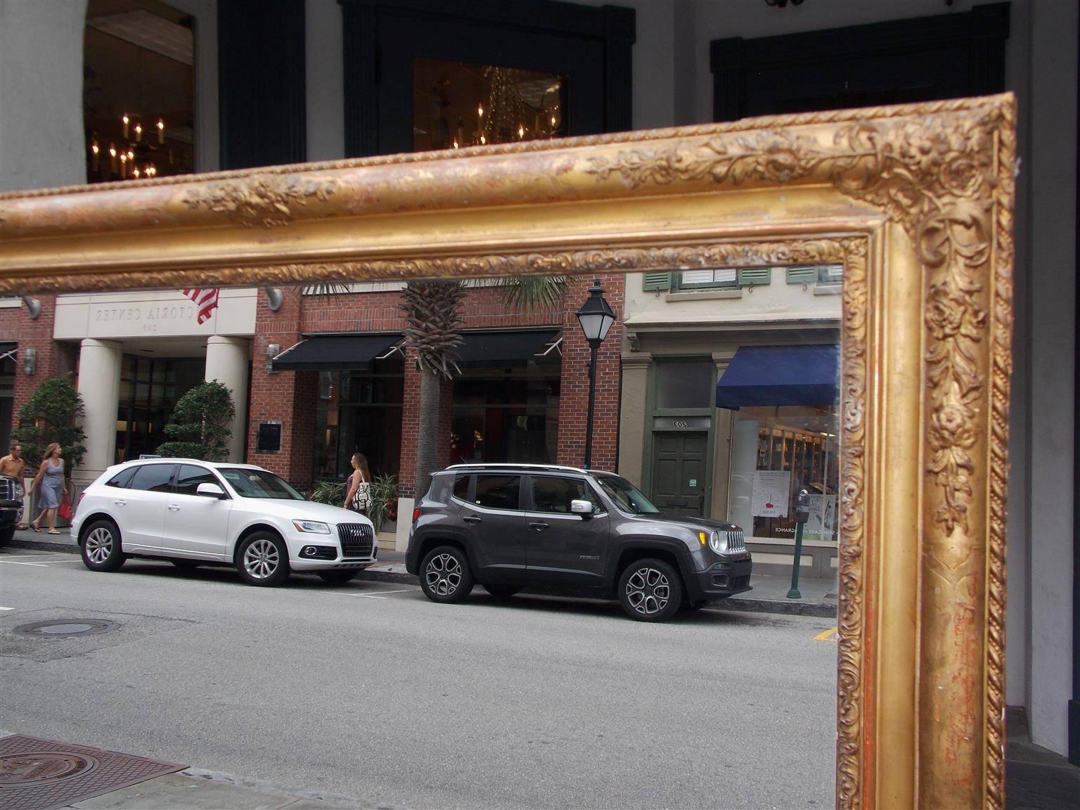 Louis Philippe French Gilt Carved Wood and Gesso Floral Wall Mirror, Circa 1820 For Sale