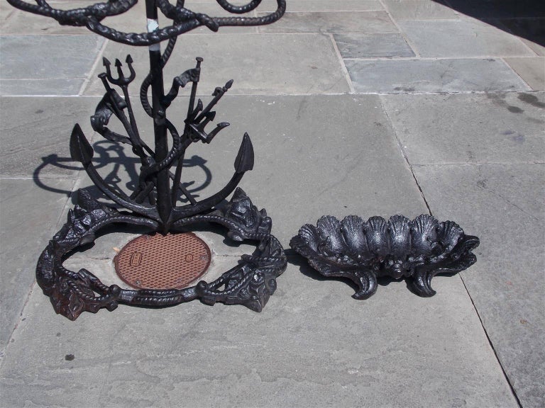American Cast Iron Nautical Anchor and Dolphin Motif Umbrella Stand