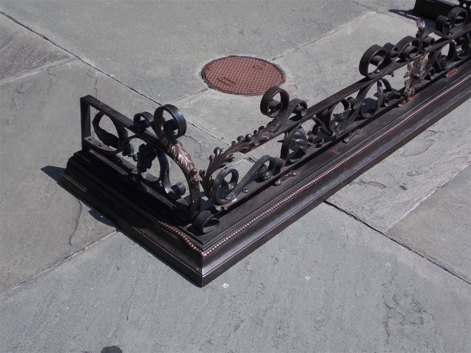 English Cast Iron and Copper Acanthus Leaf Fire Place Fender, Circa 1830 In Excellent Condition In Hollywood, SC