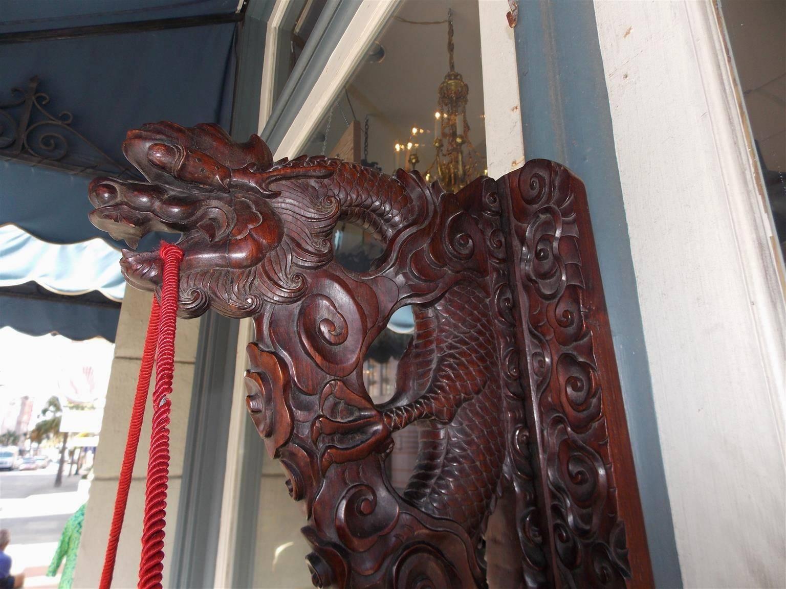 Chinese King Wood and Bronze Wall-Mounted Temple Gong, 19th Century  In Excellent Condition In Hollywood, SC