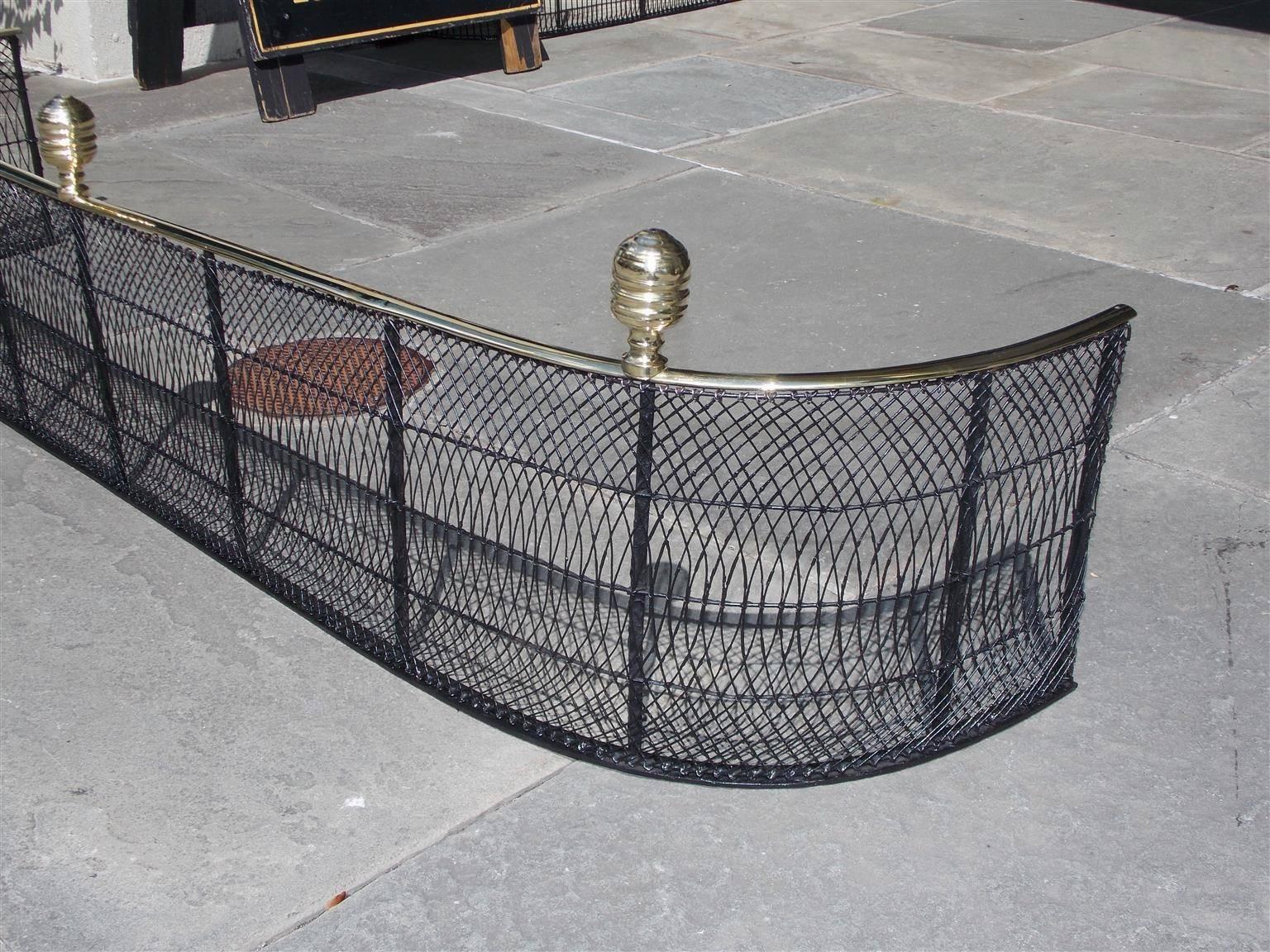 American Artistic Wire Work and Brass Finial Fire Place Fender, Circa 1820 In Excellent Condition In Hollywood, SC