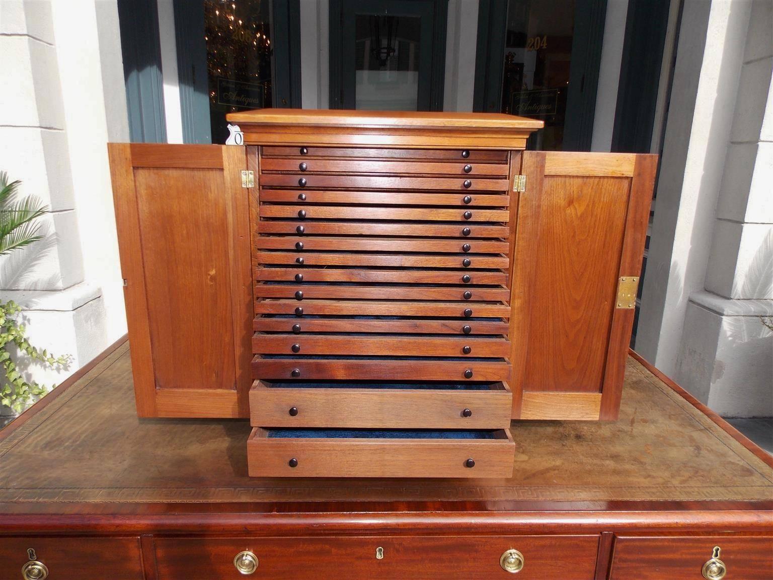 American Walnut Blind Door Display Cabinet, Circa 1880 In Excellent Condition In Hollywood, SC