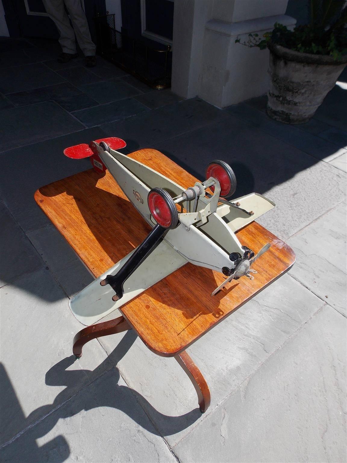 Early 20th Century American Painted Steel Toy Airplane Model, Steel Craft Murray, Circa 1920s